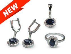 Blue Sapphire Jewelry Set – Oval