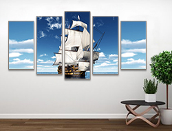 Vintage Sail Ship 5 Panel Wall Art